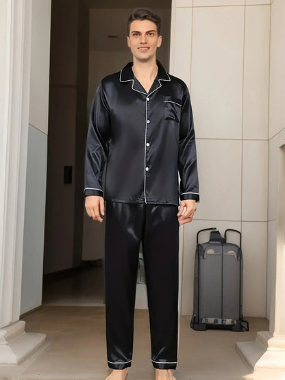 Herrpyjamas Set i Satin 1