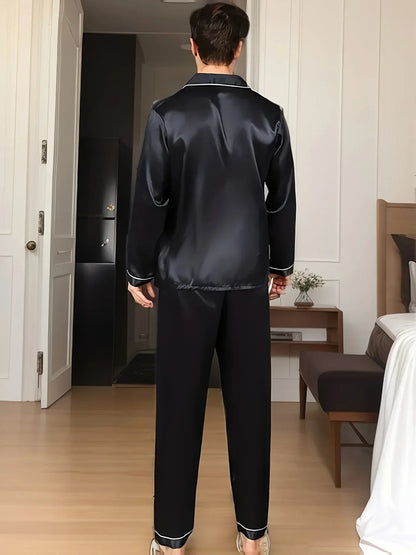 Herrpyjamas Set i Satin 2