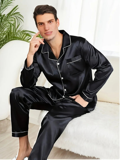 Herrpyjamas Set i Satin 4