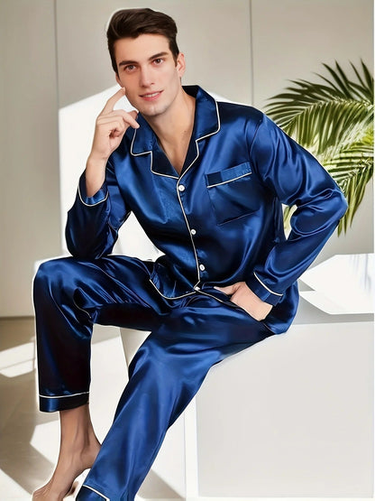 Herrpyjamas Set i Satin 5