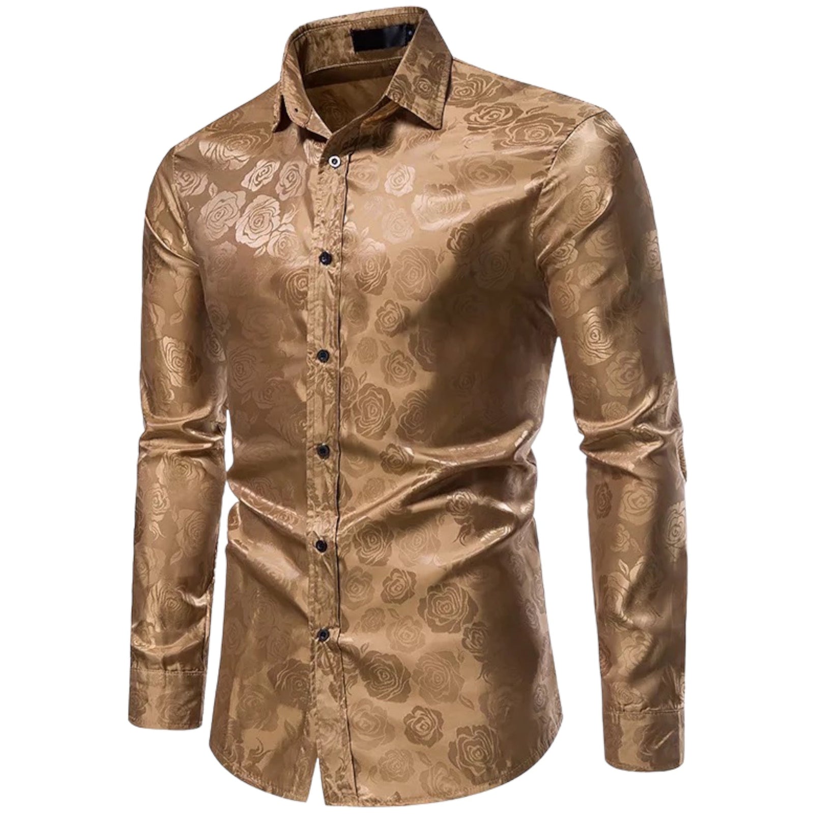 Herrskjorta Blommönster Långa Ärmar Mjuk Väva 5