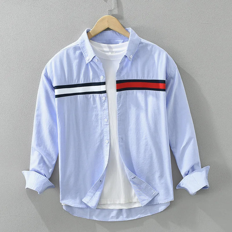 Herrskjorta Button-Up med Färgblock 1