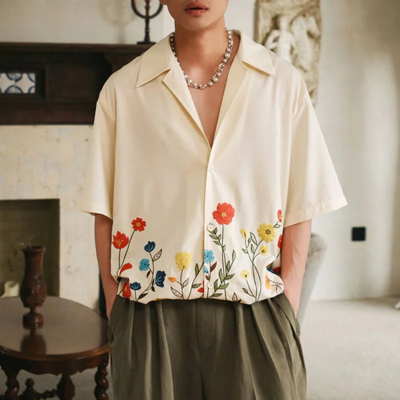 Herrskjorta Button Up Blommig 2