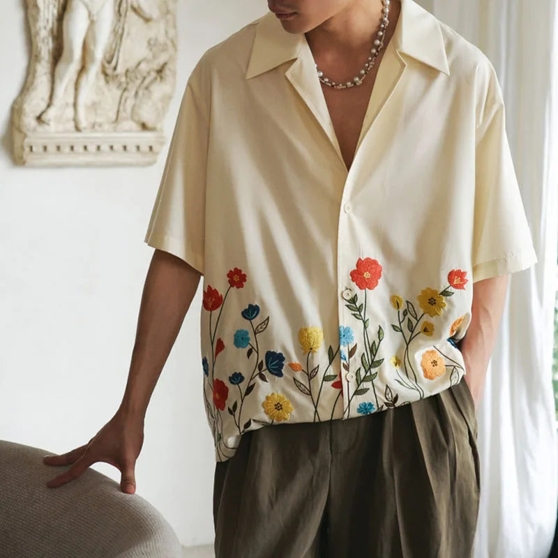 Herrskjorta Button Up Blommig 3