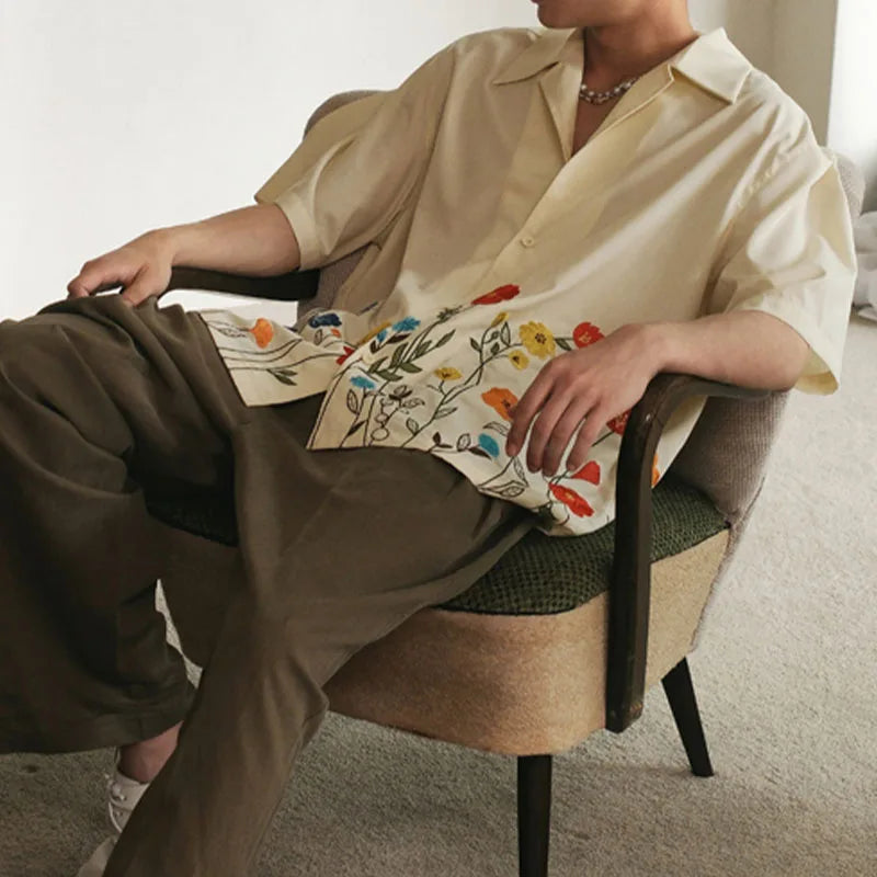 Herrskjorta Button Up Blommig 4