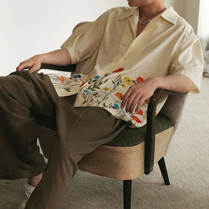 Herrskjorta Button Up Blommig 4