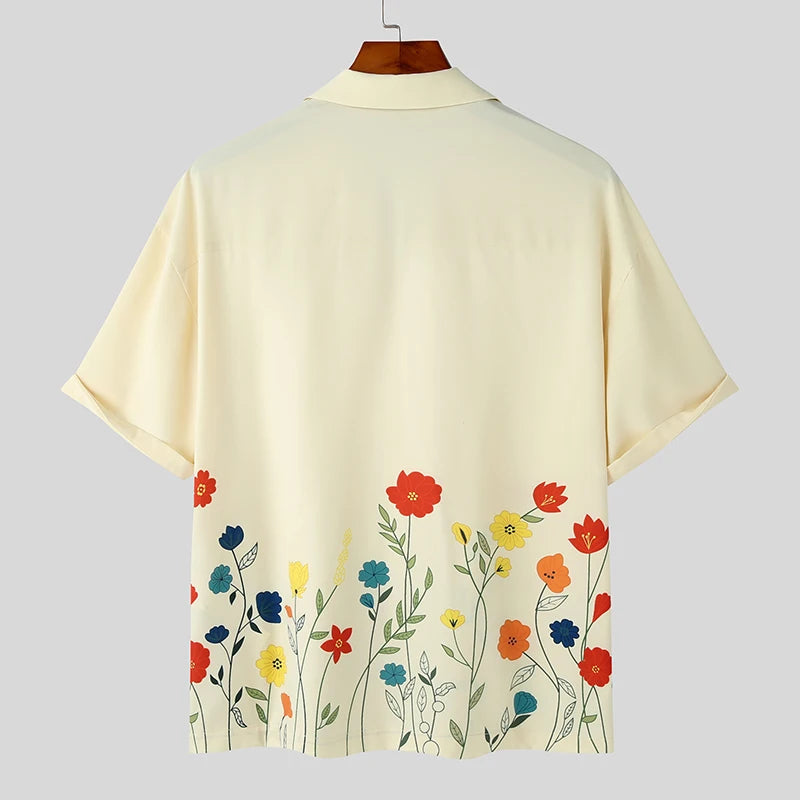 Herrskjorta Button Up Blommig 5