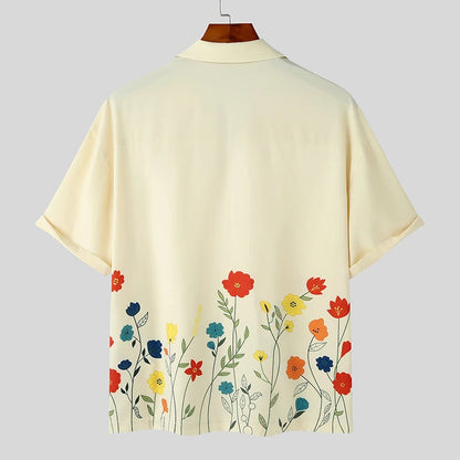 Herrskjorta Button Up Blommig 5