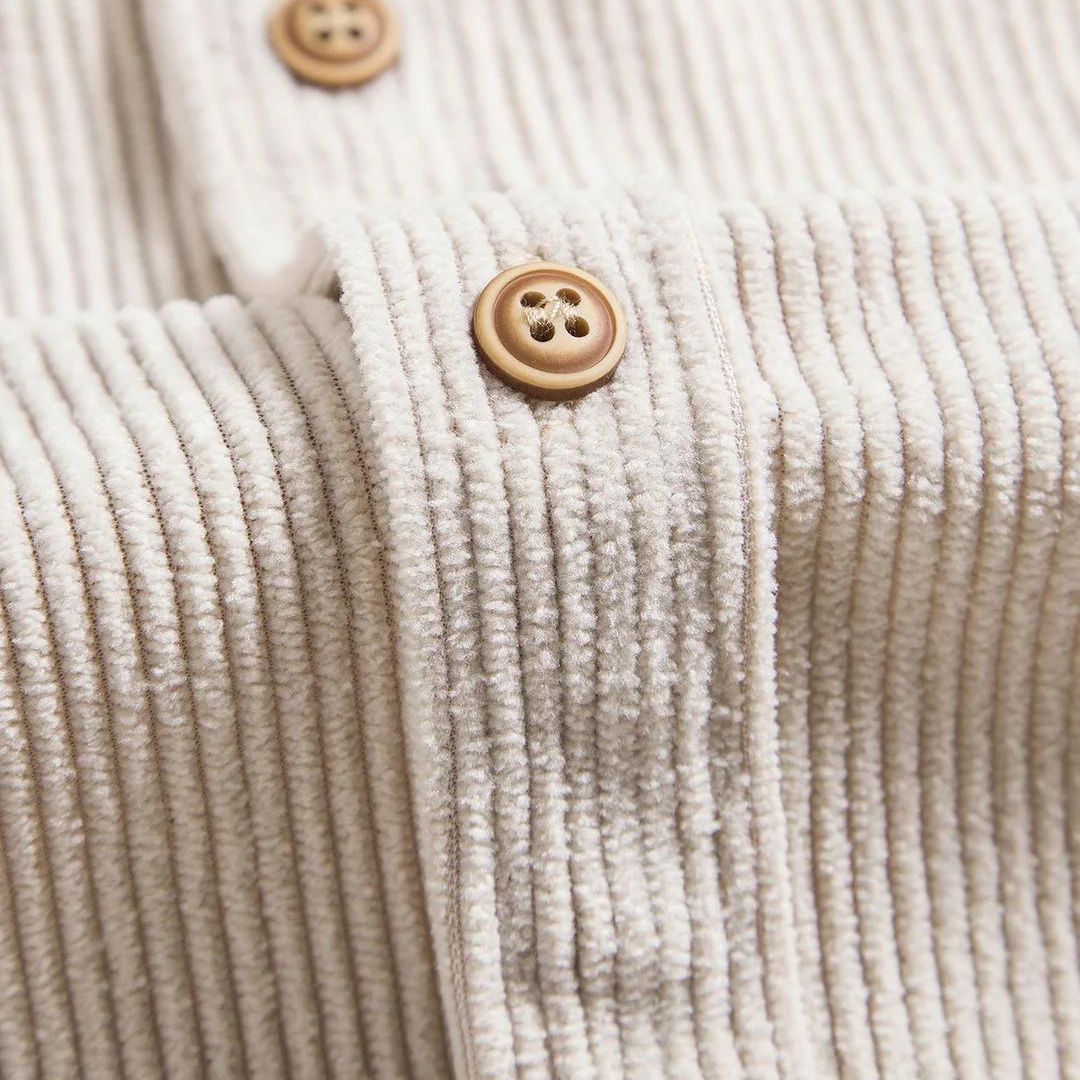 Herrskjorta Corduroy Klassisk Knappdesign Mjuk och Andningsbar 4
