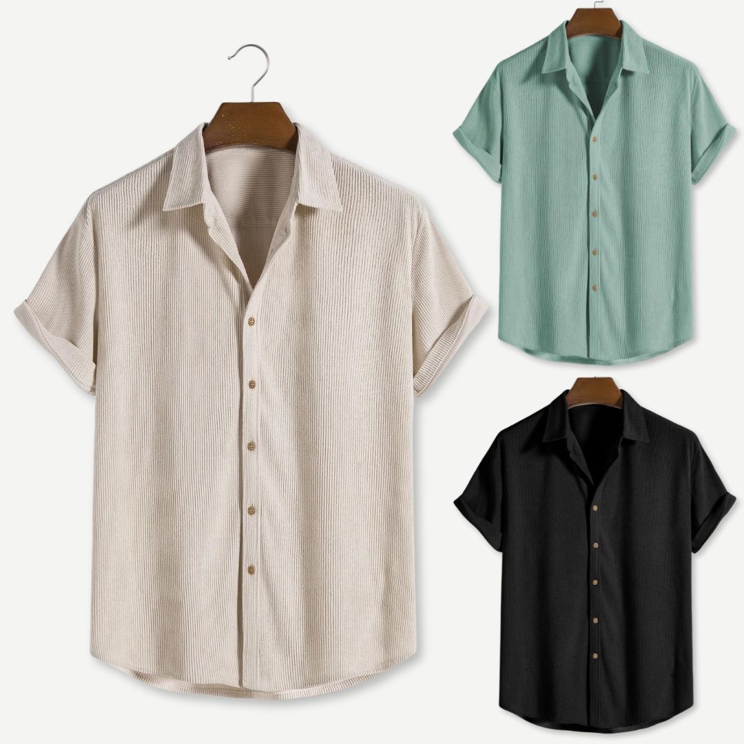 Herrskjorta Corduroy Klassisk Knappdesign Mjuk och Andningsbar 6