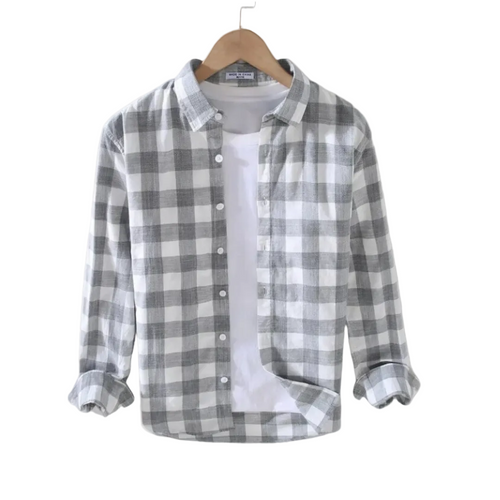 Herrskjorta Gingham Långärmad Med Klassisk Krage 0