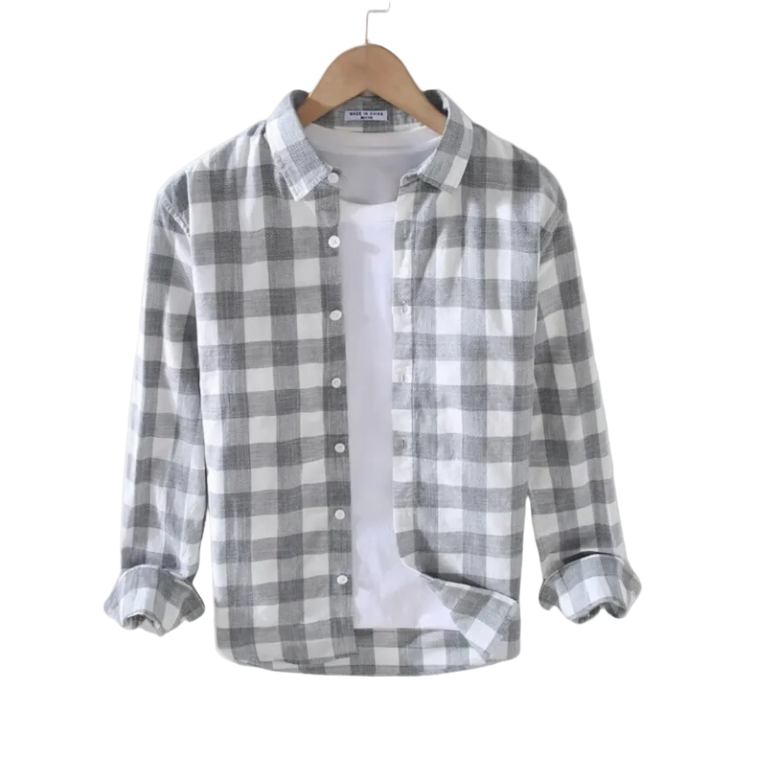 Herrskjorta Gingham Långärmad Med Klassisk Krage 0