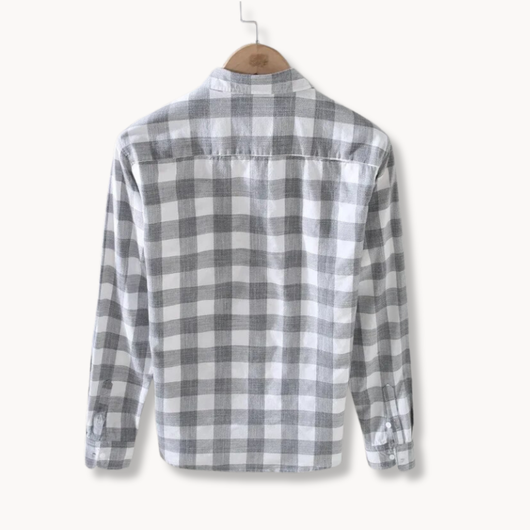 Herrskjorta Gingham Långärmad Med Klassisk Krage 1