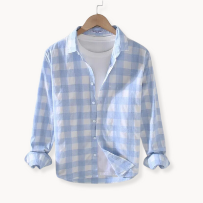 Herrskjorta Gingham Långärmad Med Klassisk Krage 2