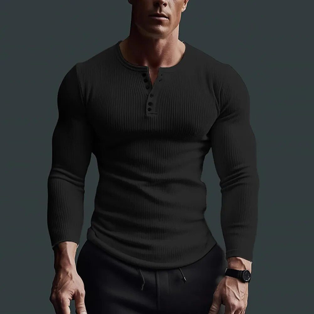 Herrskjorta Henley Slim Fit Modern Design 2