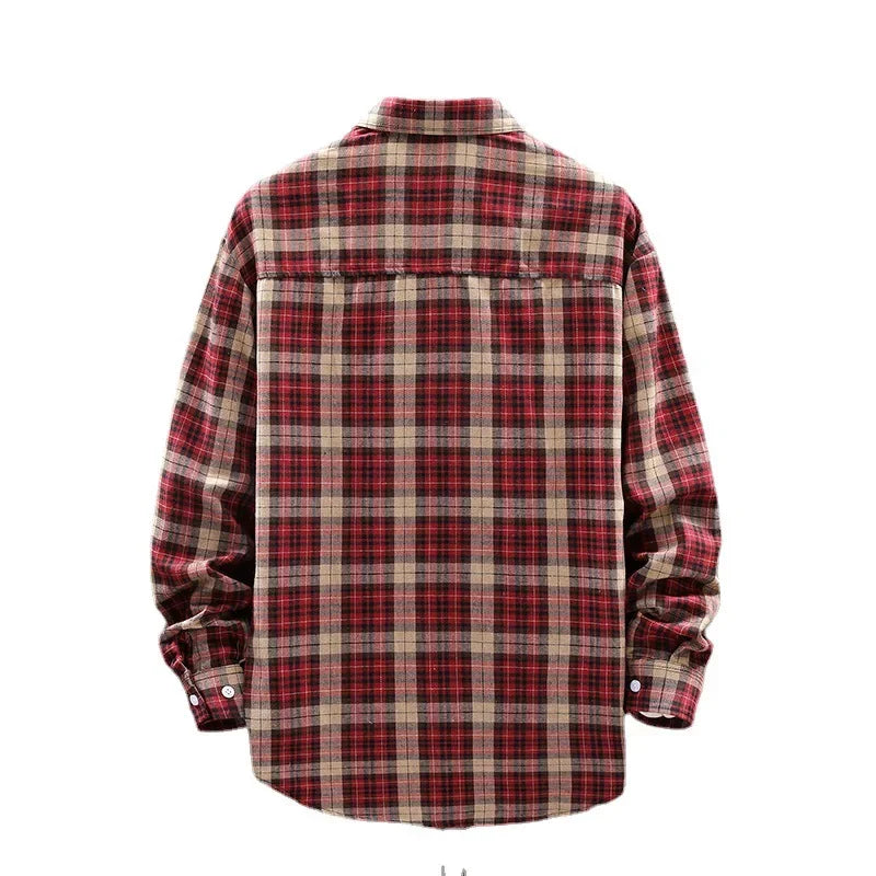 Herrskjorta Långärmad Rutig Casual Andningsbart Tyg 2