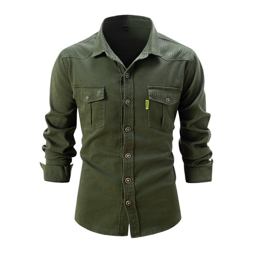 Herrskjorta Långärmad med Bröstfickor 0