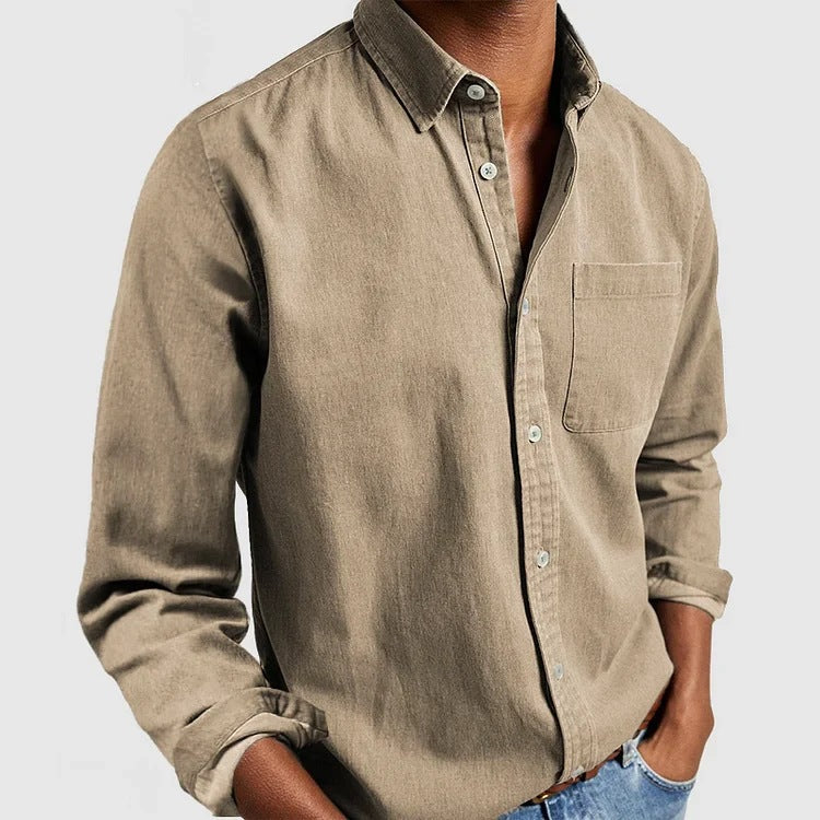 Herrskjorta Långärmad med Lapelkrage Modern Stil 3