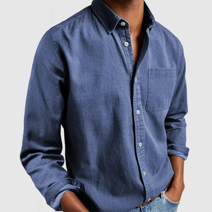 Herrskjorta Långärmad med Lapelkrage Modern Stil 5