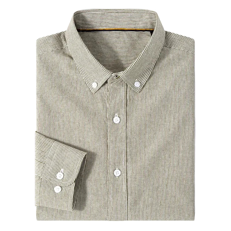 Herrskjorta Oxford Slim Fit Med Tunna Ränder 0