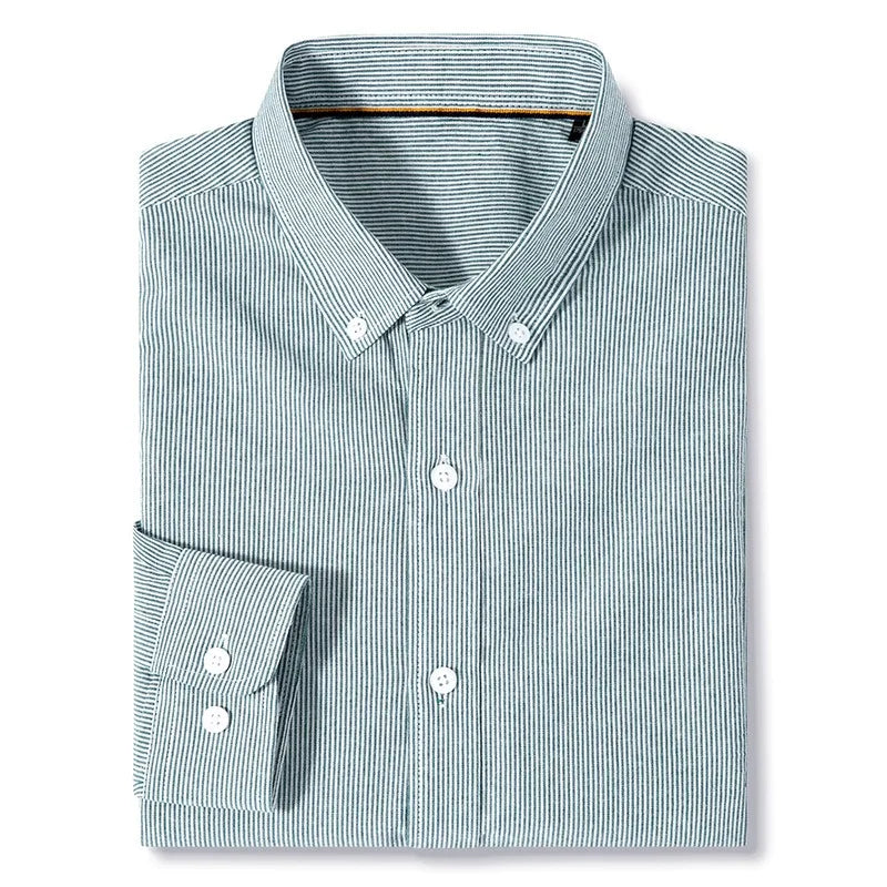 Herrskjorta Oxford Slim Fit Med Tunna Ränder 1