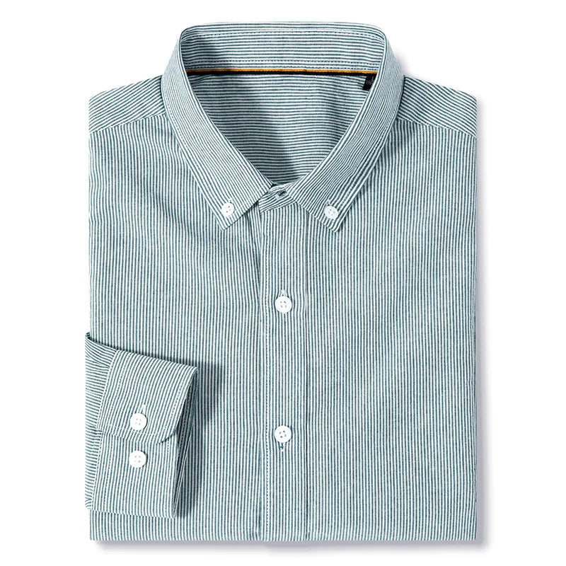 Herrskjorta Oxford Slim Fit Med Tunna Ränder 8
