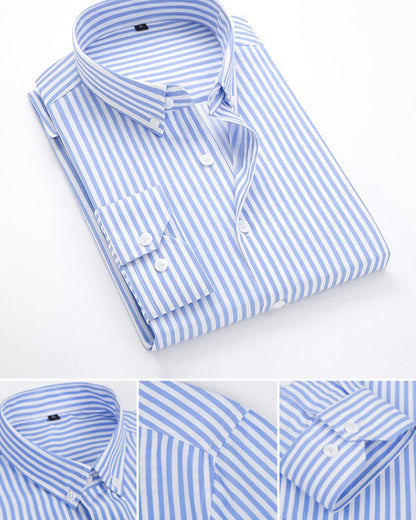 Herrskjorta Randig Business Stil Modern 7