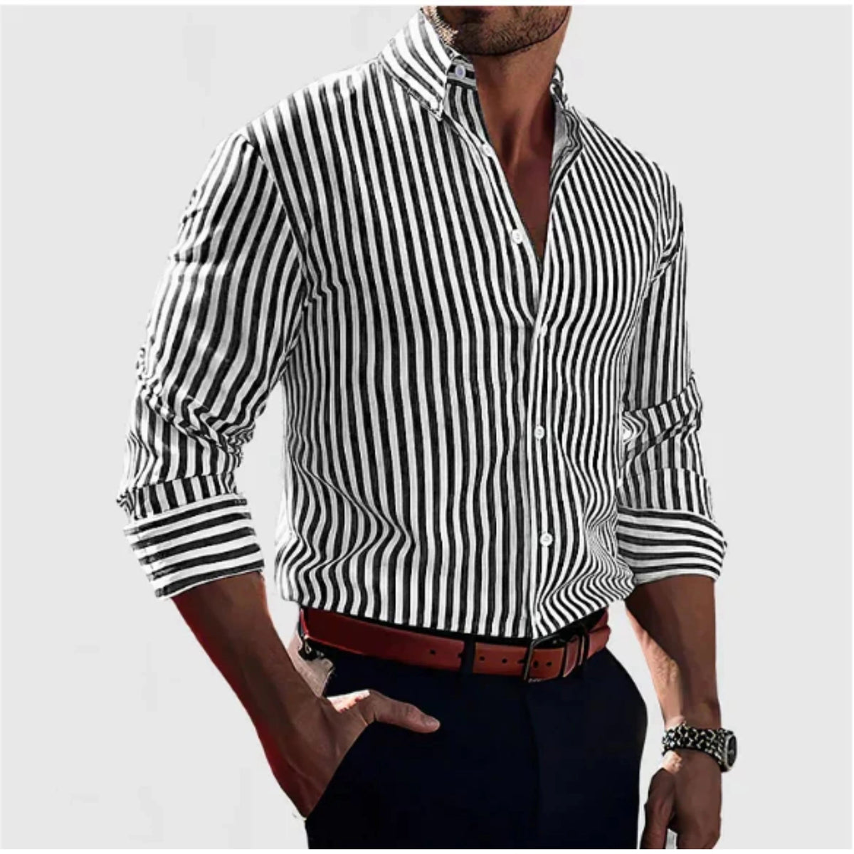 Herrskjorta Randig Modern Stil 1