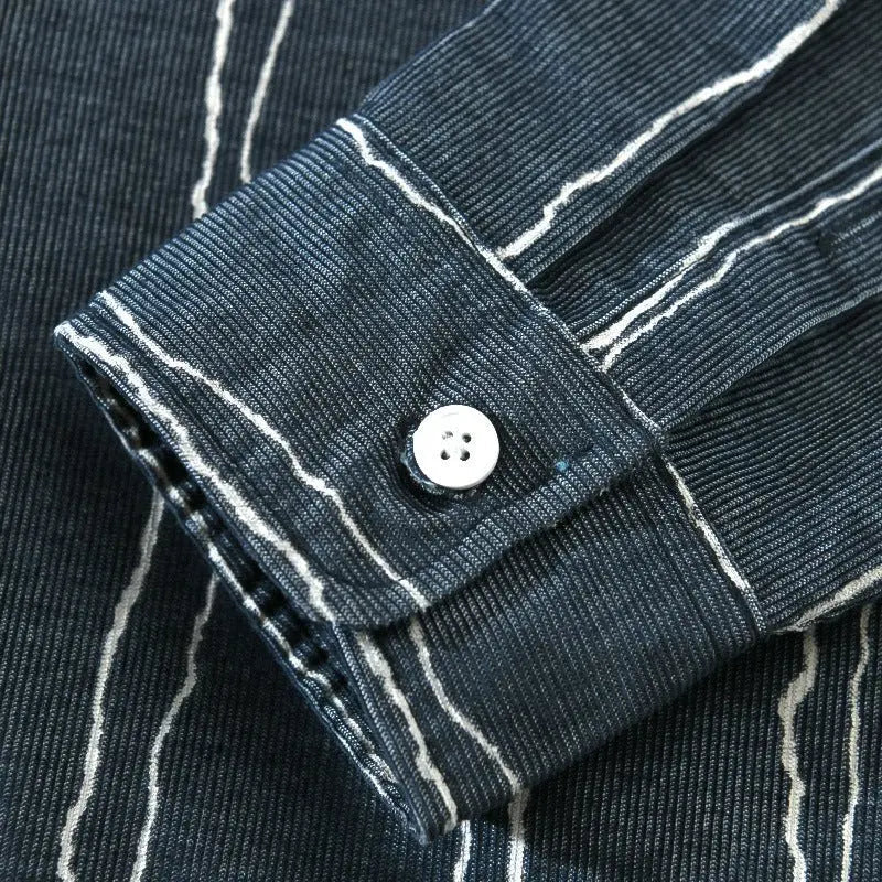 Herrskjorta Randigt Mönster Modern Stil 2