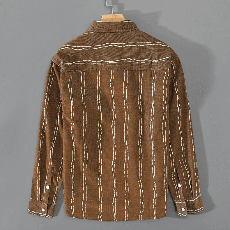 Herrskjorta Randigt Mönster Modern Stil 3