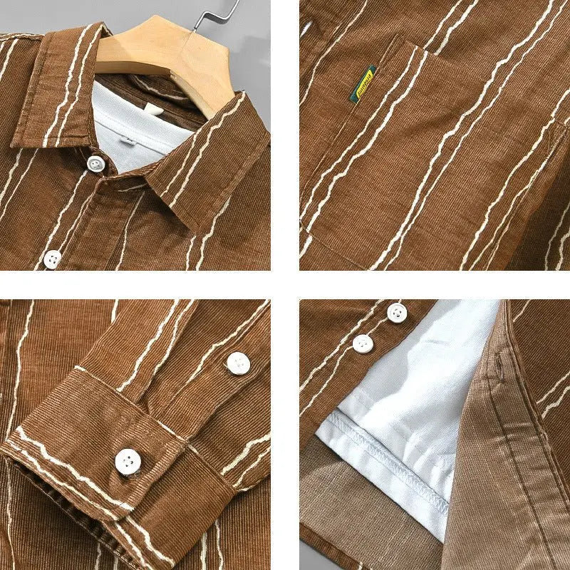 Herrskjorta Randigt Mönster Modern Stil 4