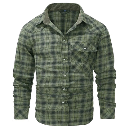 Herrskjorta Rutig Långärmad Flanell Casual 0