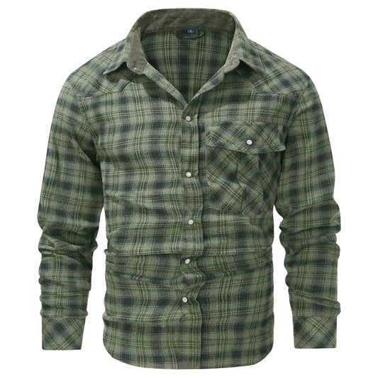 Herrskjorta Rutig Långärmad Flanell Casual 0