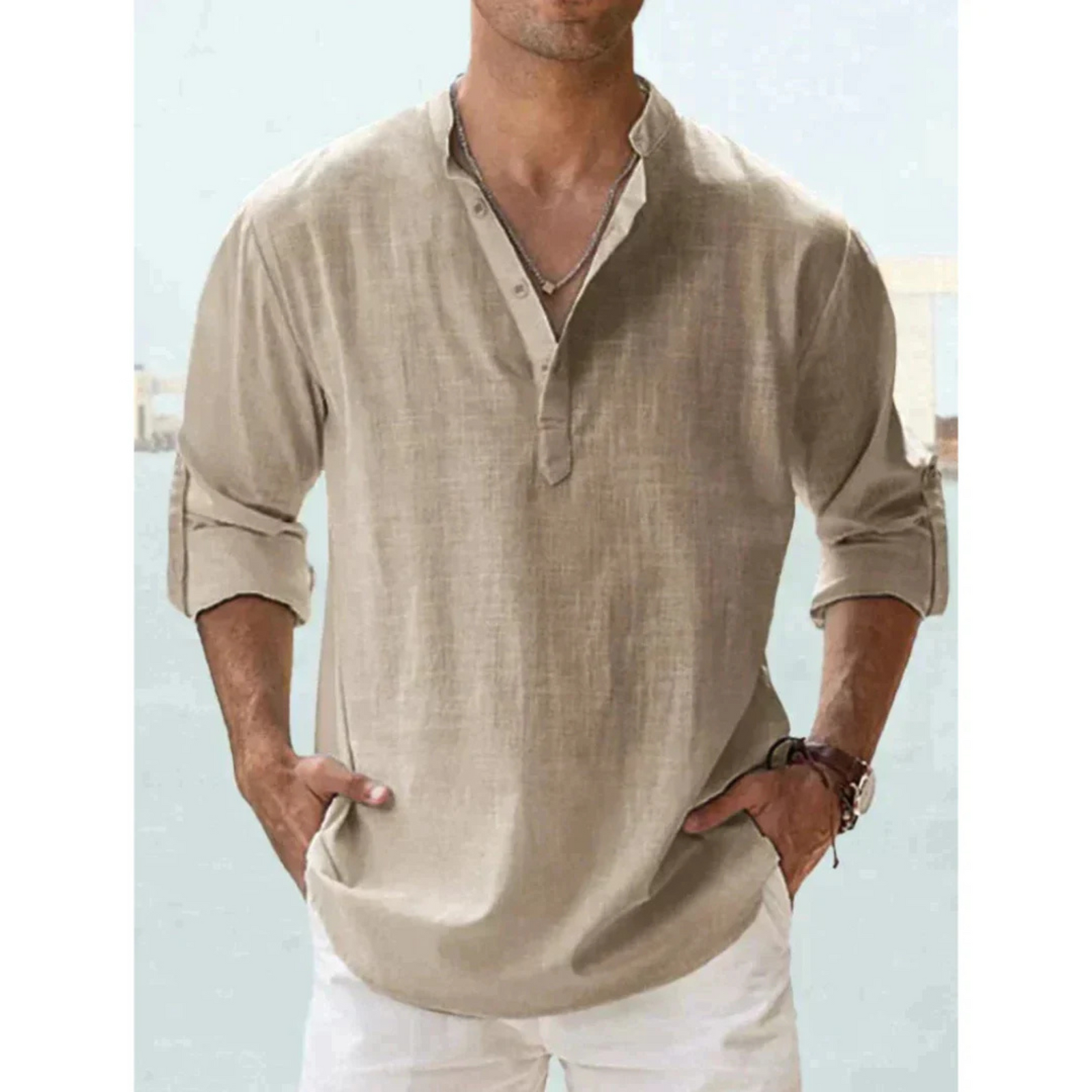 Herrskjorta Slim Fit Klassisk Stil 2