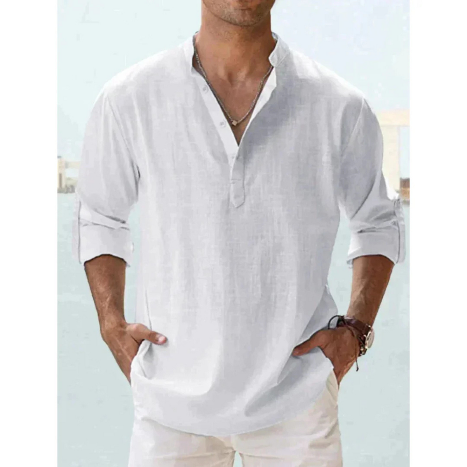 Herrskjorta Slim Fit Klassisk Stil 4