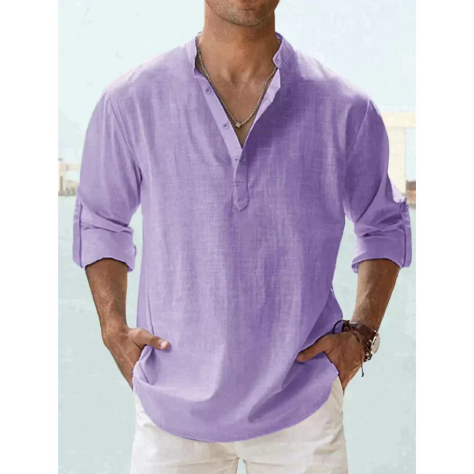 Herrskjorta Slim Fit Klassisk Stil 5
