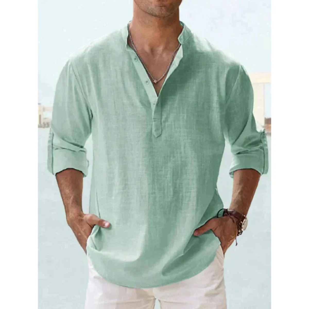 Herrskjorta Slim Fit Klassisk Stil 7