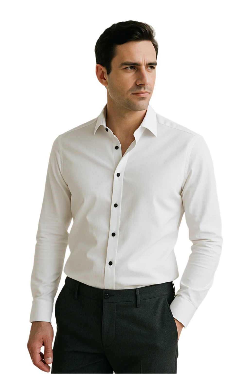 Herrskjorta Smart Casual Stretch Slim Fit Tyg 0