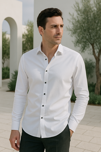 Herrskjorta Smart Casual Stretch Slim Fit Tyg 1