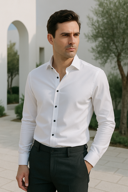 Herrskjorta Smart Casual Stretch Slim Fit Tyg 2