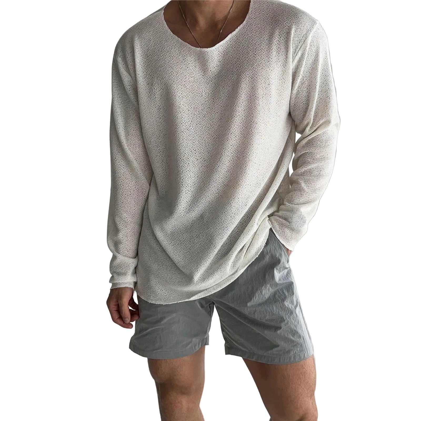 Herrskjorta Stickad Casual Stil 0