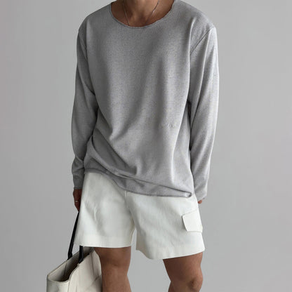 Herrskjorta Stickad Casual Stil 1