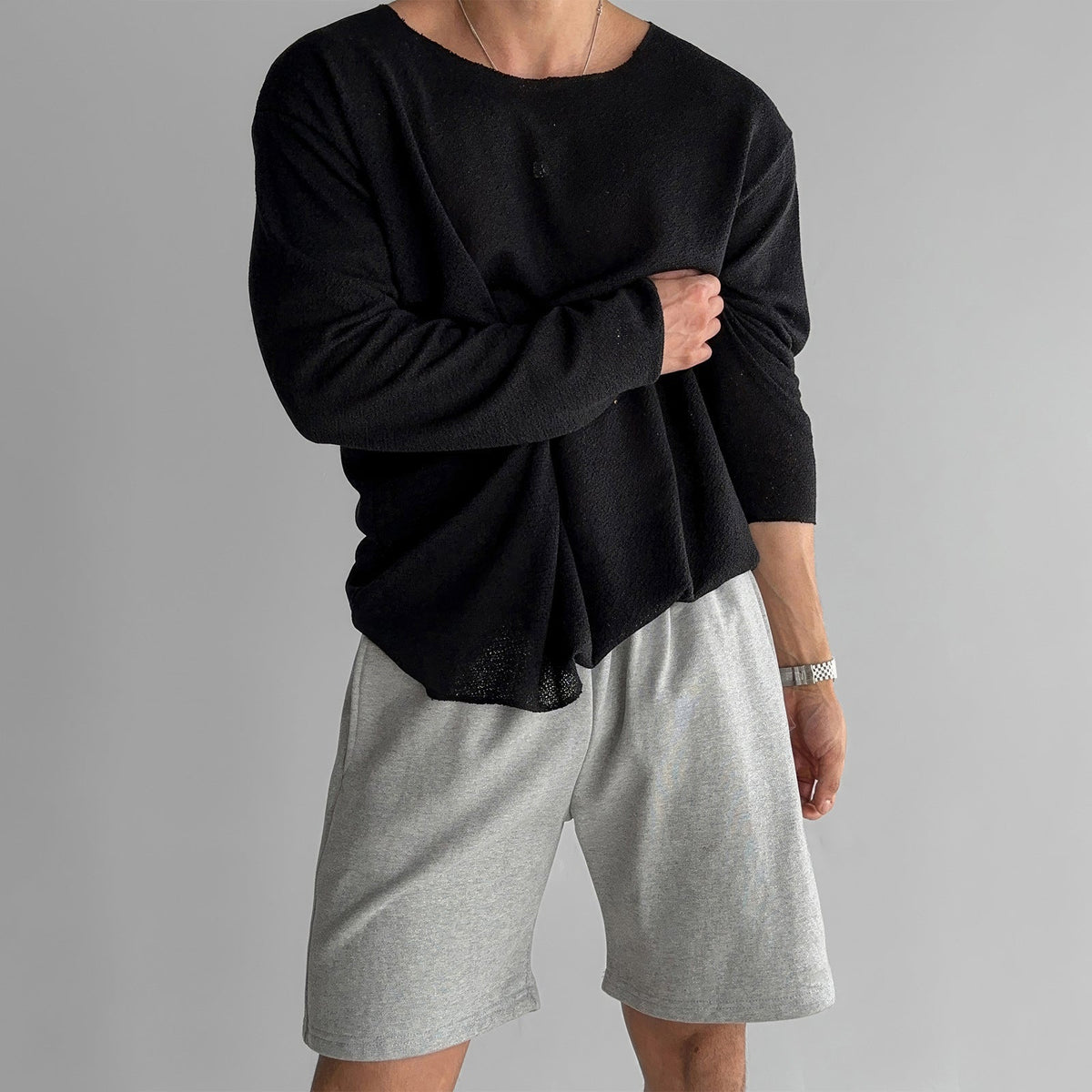 Herrskjorta Stickad Casual Stil 2