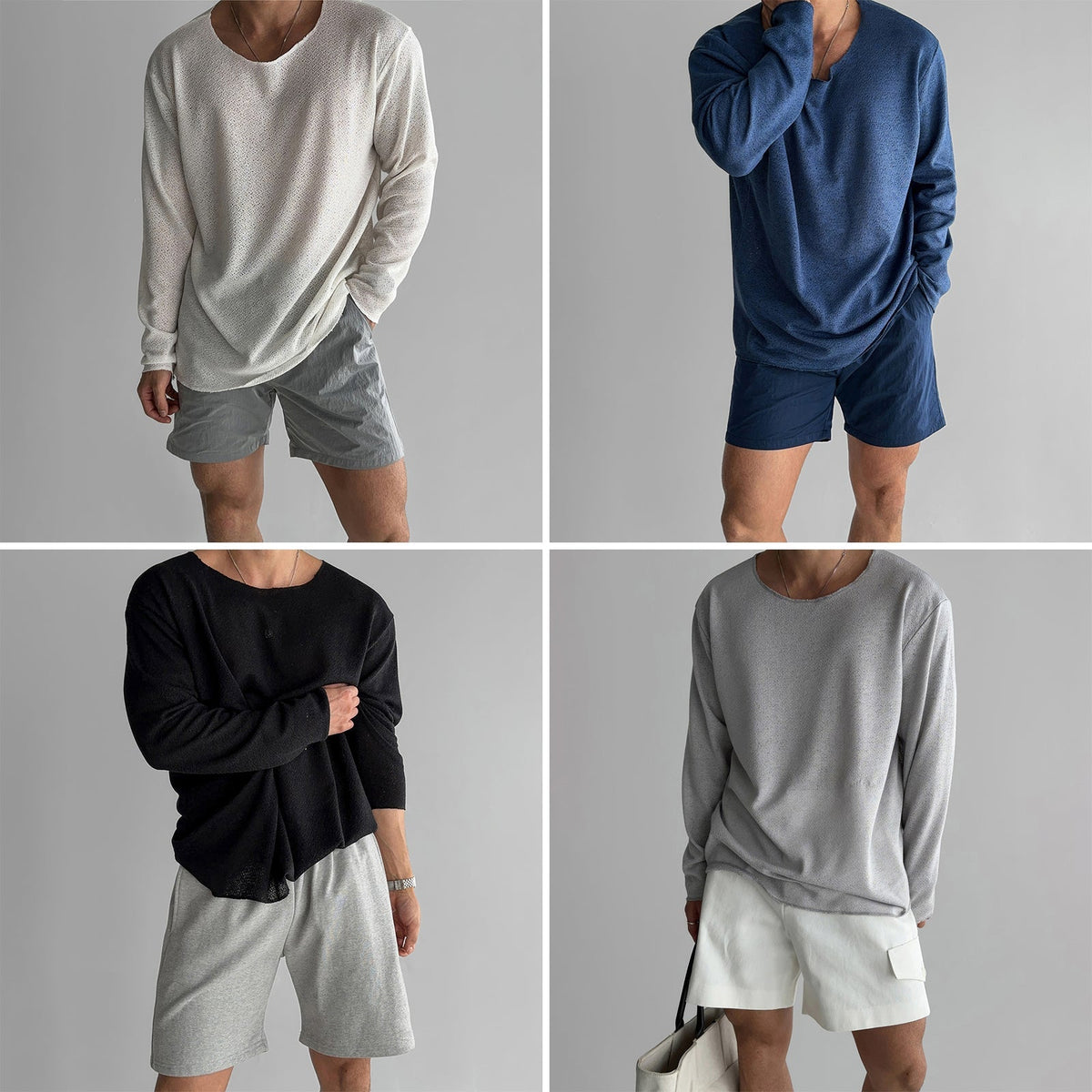 Herrskjorta Stickad Casual Stil 4