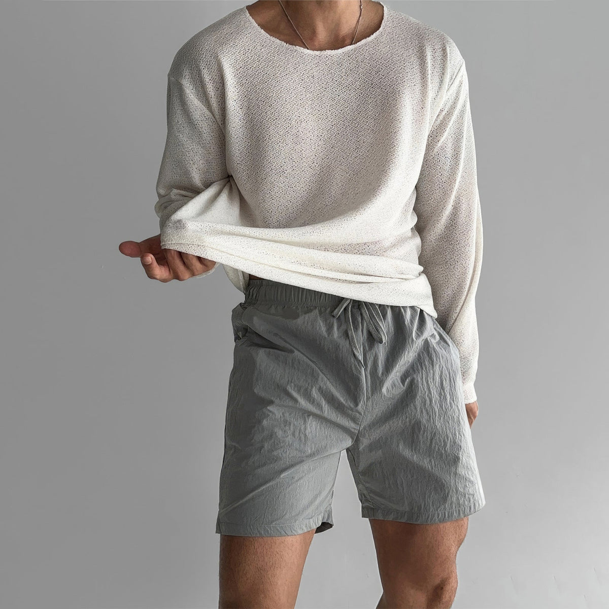 Herrskjorta Stickad Casual Stil 5