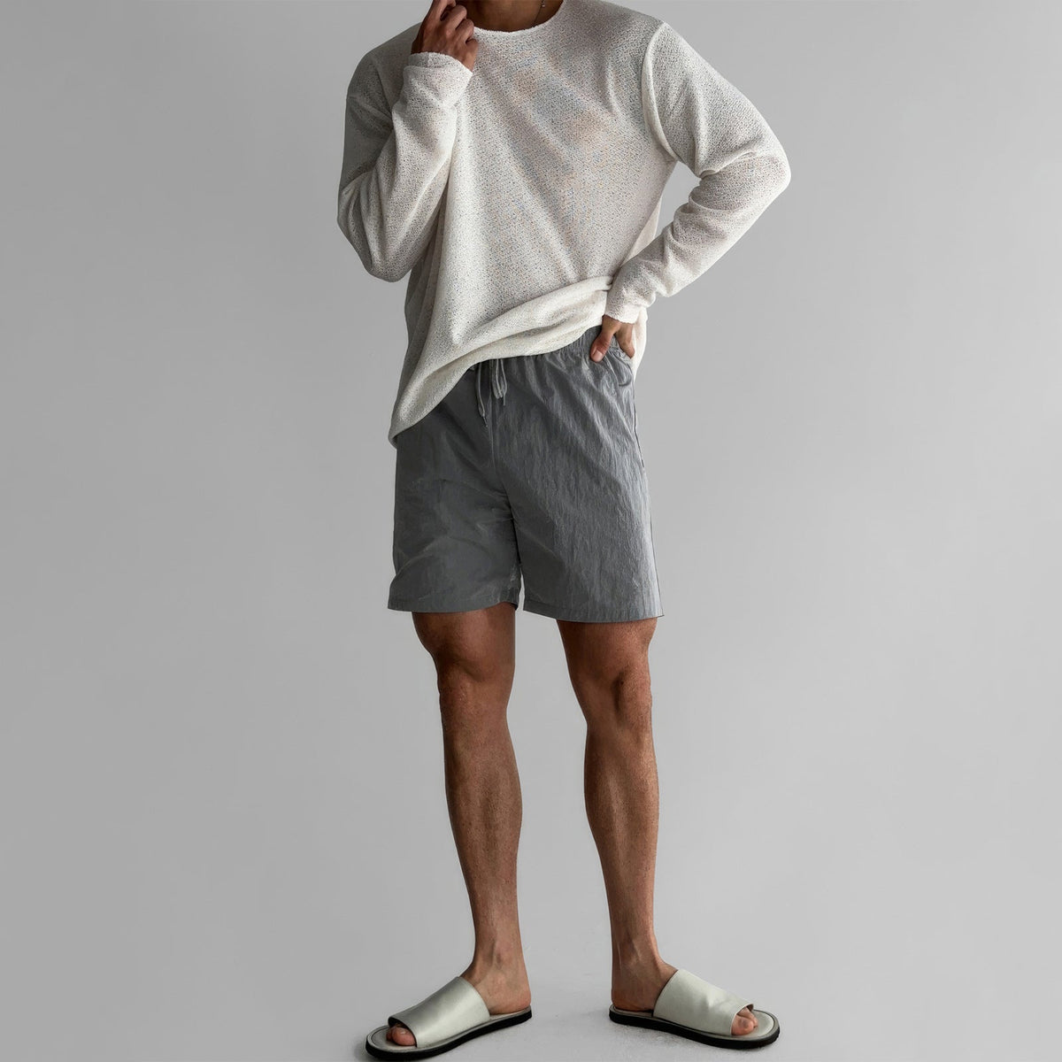 Herrskjorta Stickad Casual Stil 7
