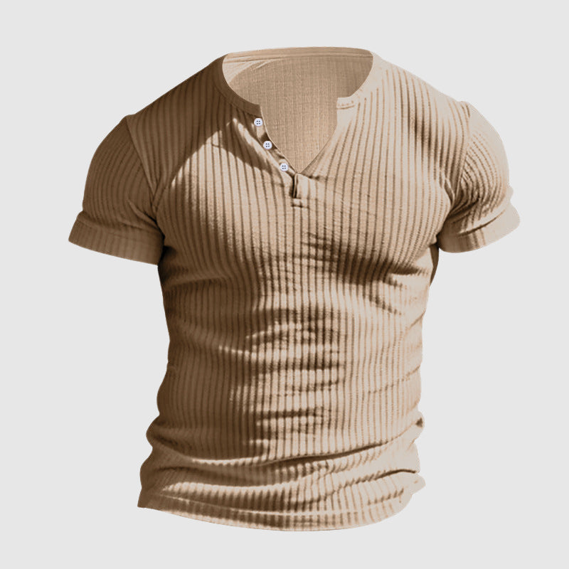 Herrskjorta Urban Henley Stil Modern Passform Kort Ärmar 6