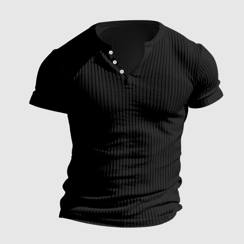 Herrskjorta Urban Henley Stil Modern Passform Kort Ärmar 7