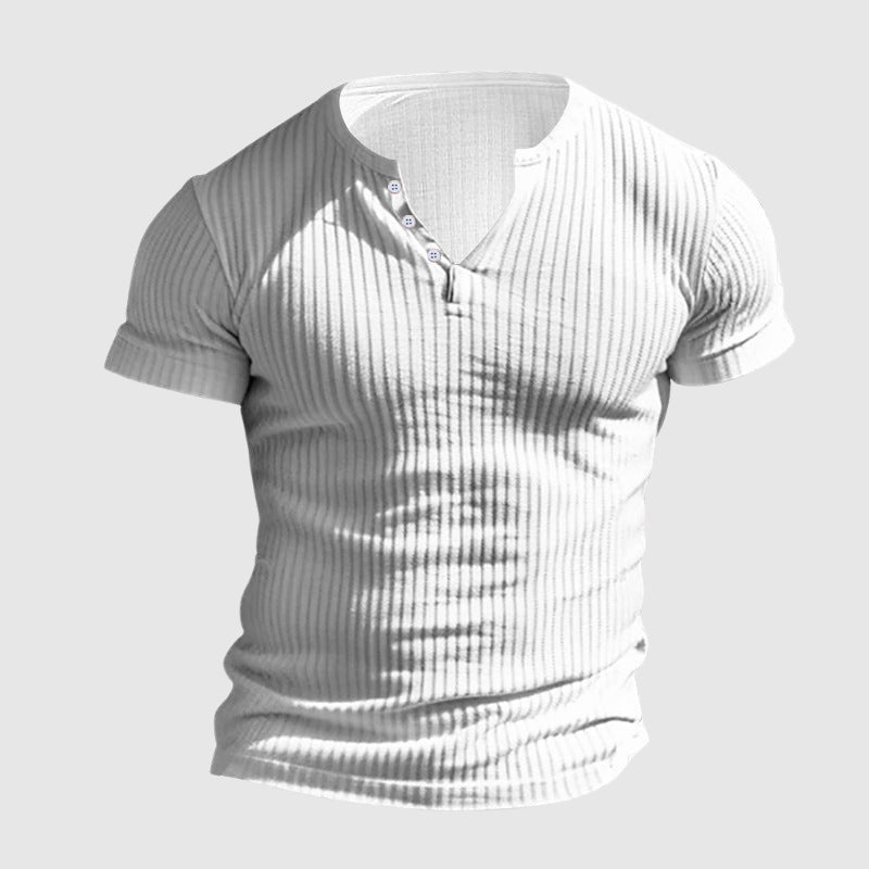 Herrskjorta Urban Henley Stil Modern Passform Kort Ärmar 8