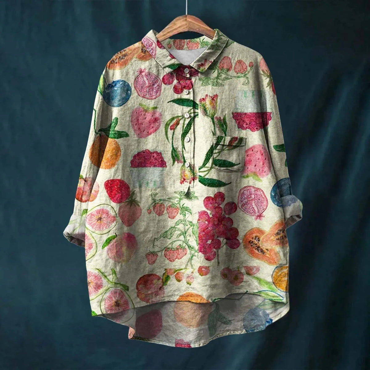 Herrskjorta med Blommönster och Knappstängning 5